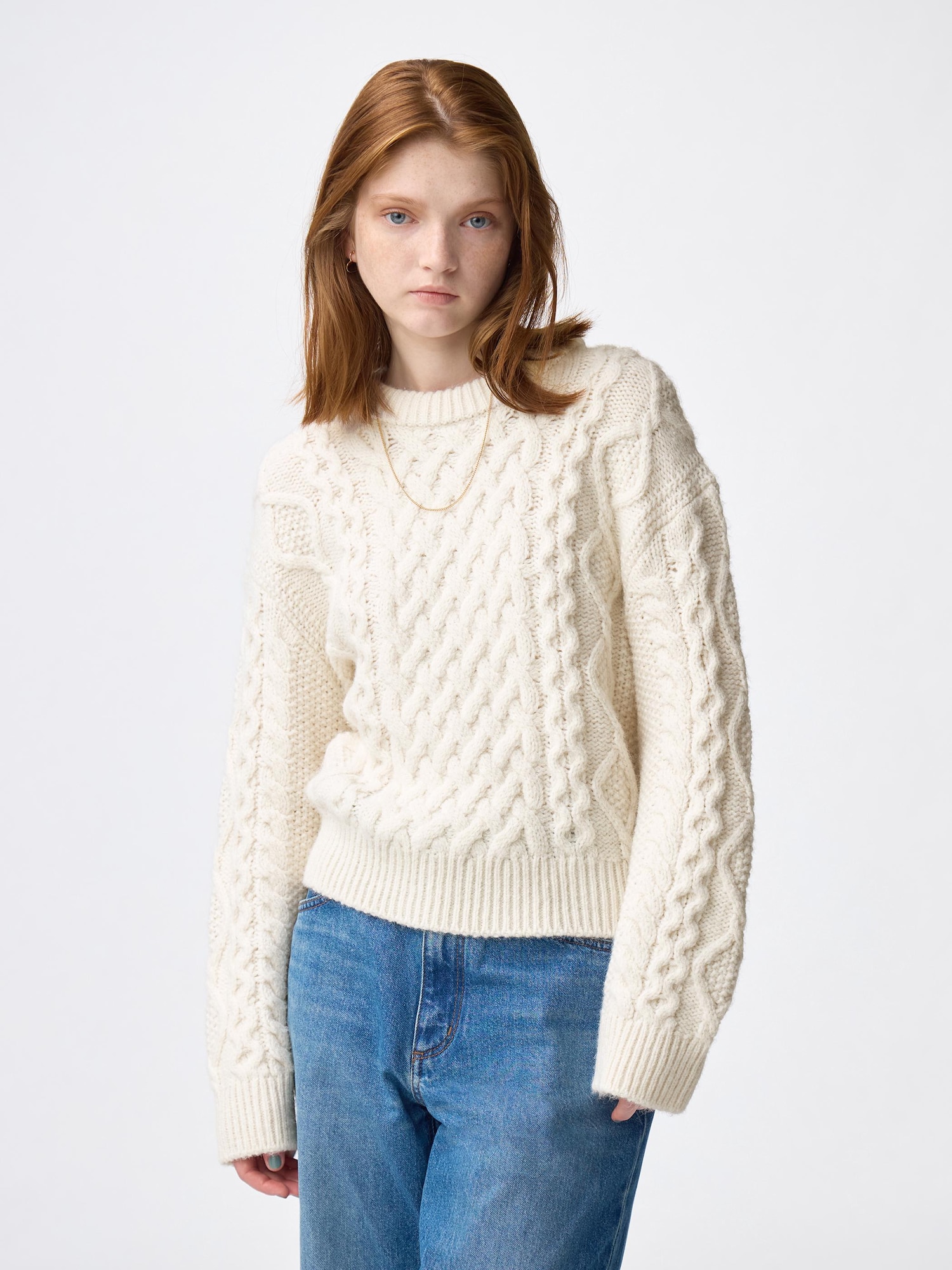 Cable Crew Neck Knitted Pullover | GU US