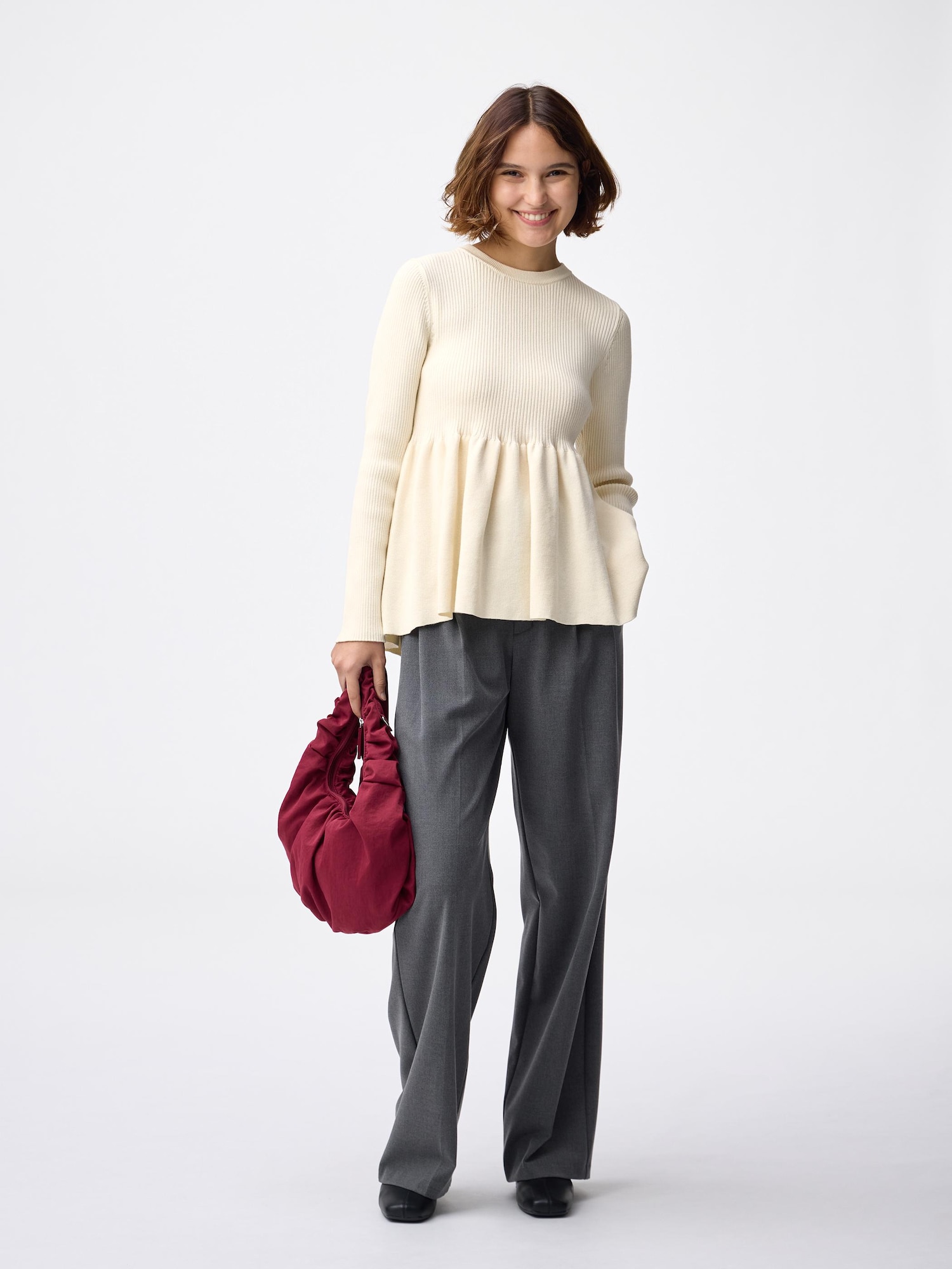 maki makiさん専用Liten♡ peplum knit ペプラムニット ARVELLIA】TEXTURED PEPLUM KNIT