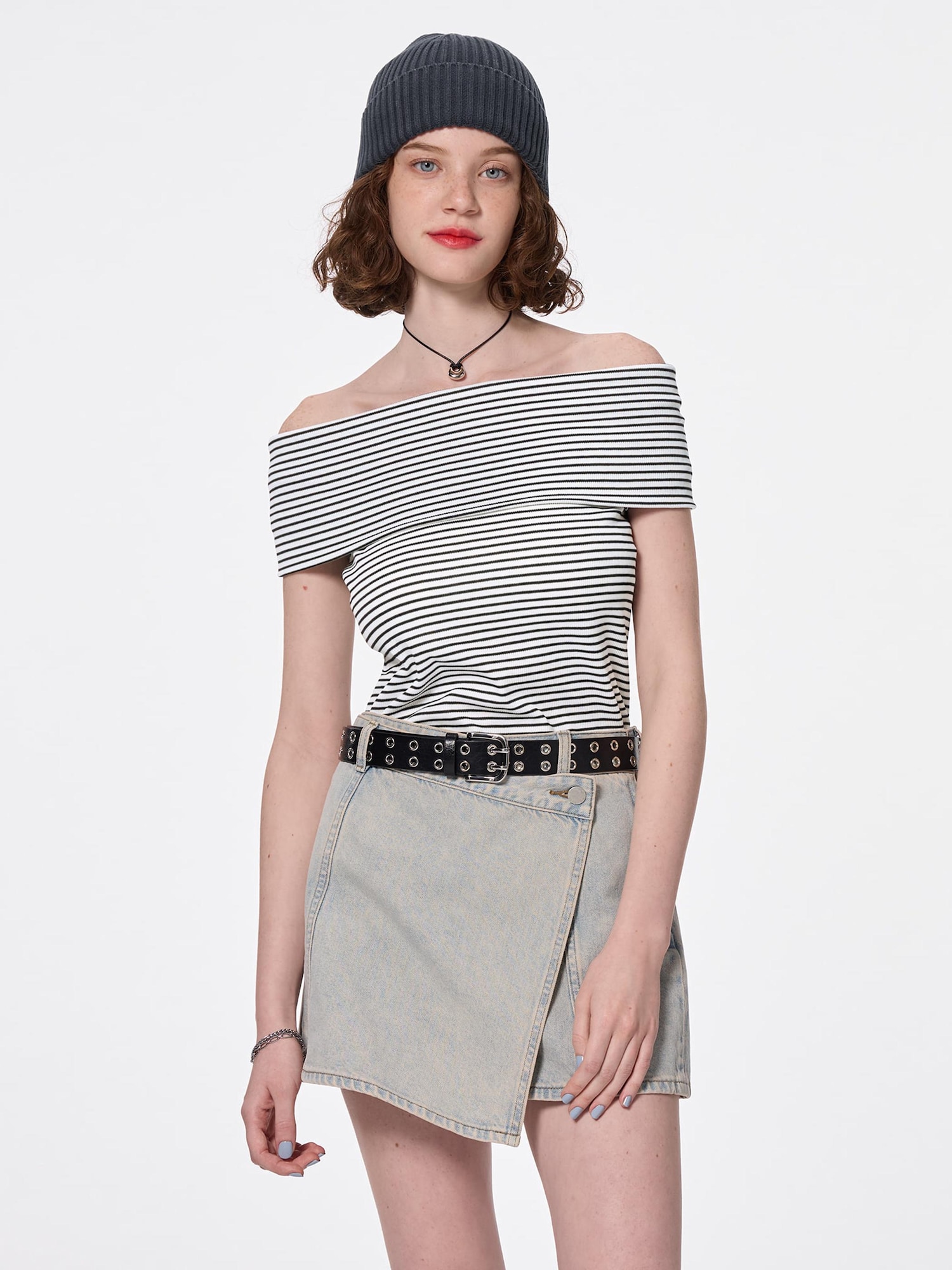 トップス Jill Stuart stripe off-shoulder JILL Jill Stuart Madison Blouse Women 8 Blue Stripe Off