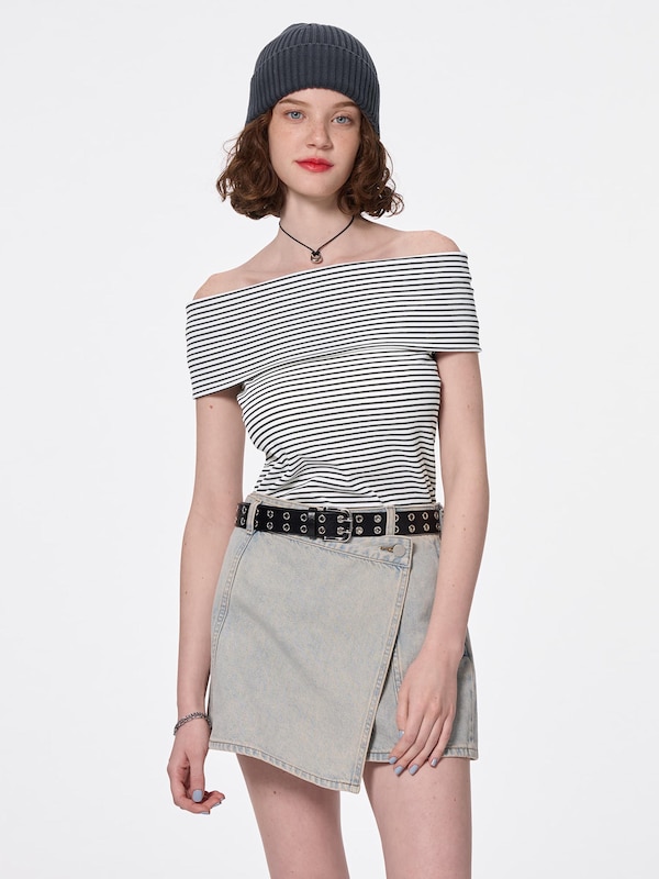 Striped Off The Shoulder T-Shirt