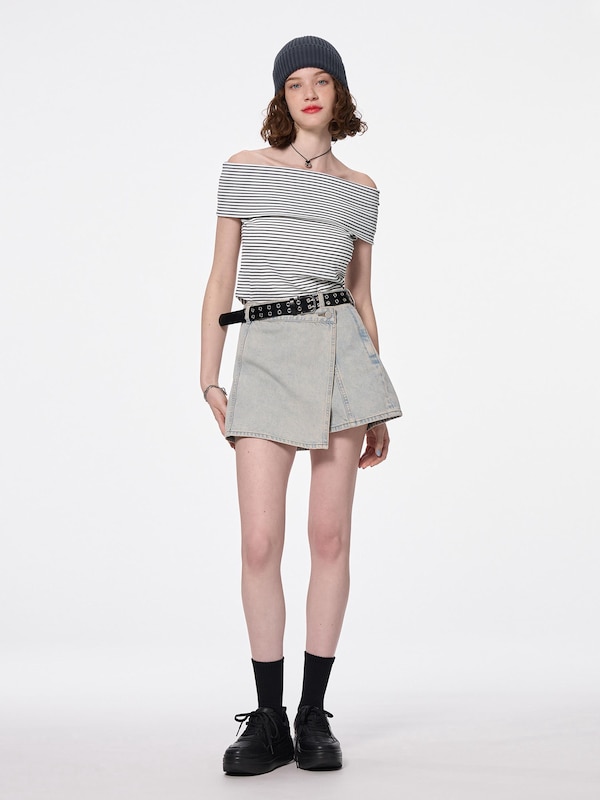 Striped Off The Shoulder T-Shirt