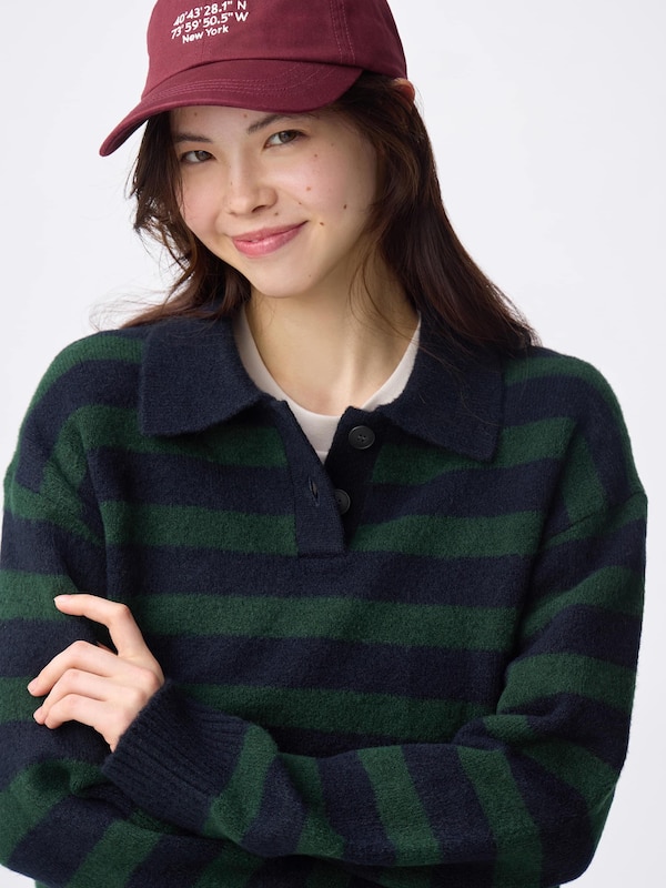 Puff Knit Striped Polo Shirt