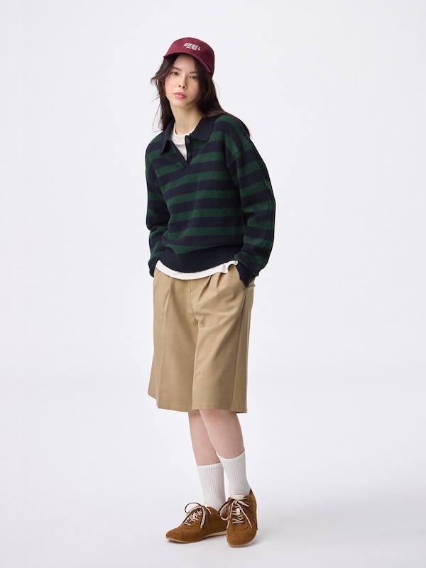 Puff Knit Striped Polo Shirt