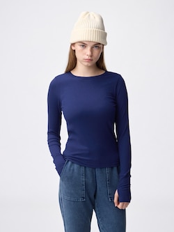 Warm Ribbed Crew Neck T-Shirt | Long