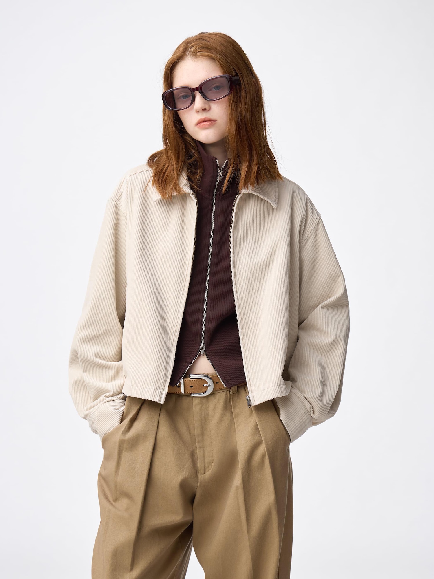 Corduroy Zip-Up Shirt Jacket | GU US