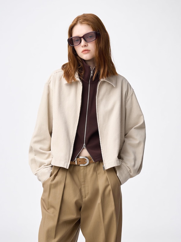 Corduroy Zip-Up Shirt Jacket