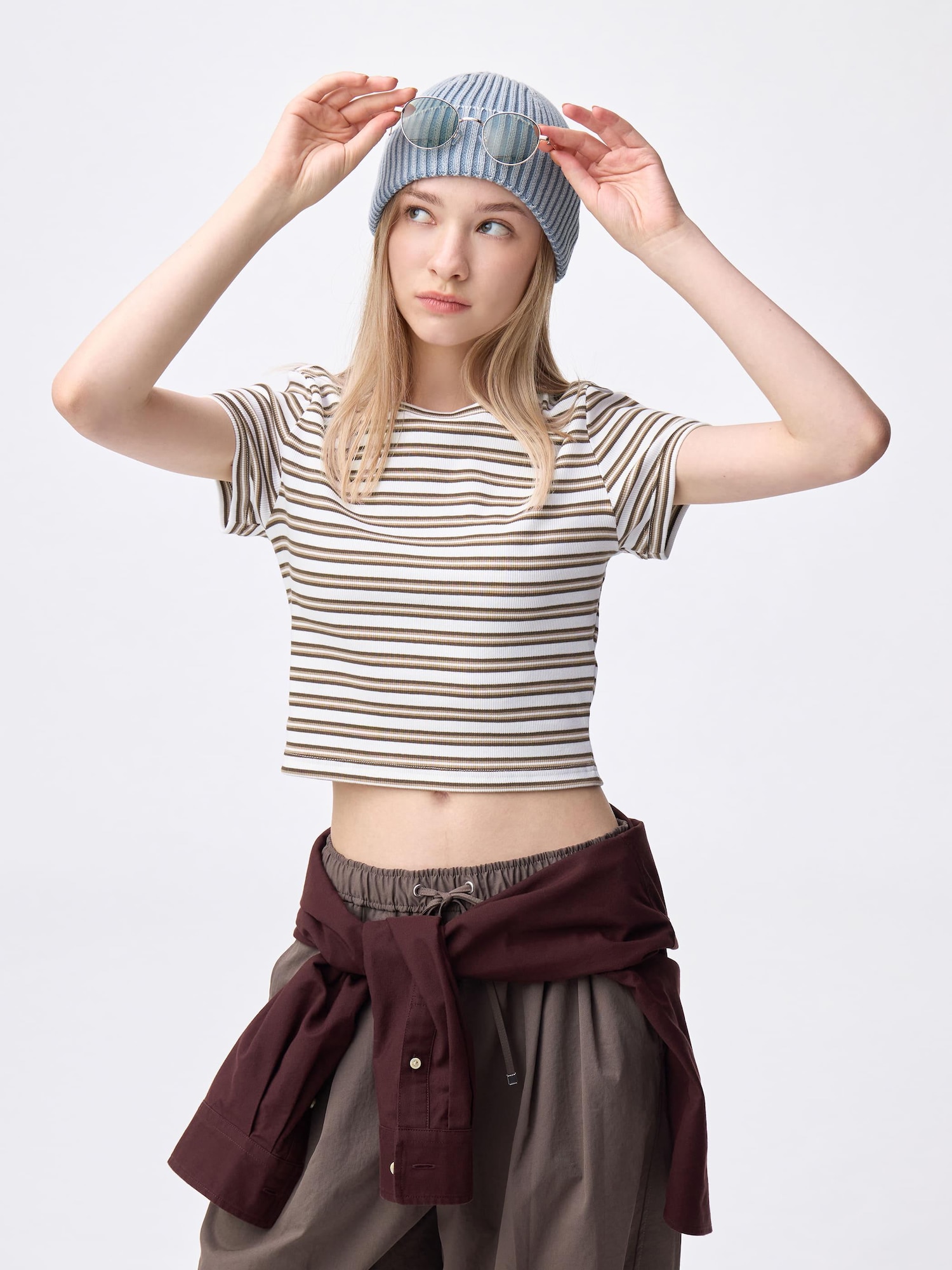 Ribbed Multi-Striped Cropped T-Shirt | GU US