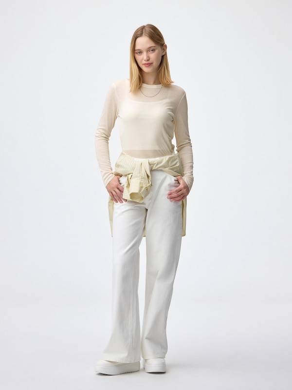 Soft Sheer Crew Neck T-Shirt | Long