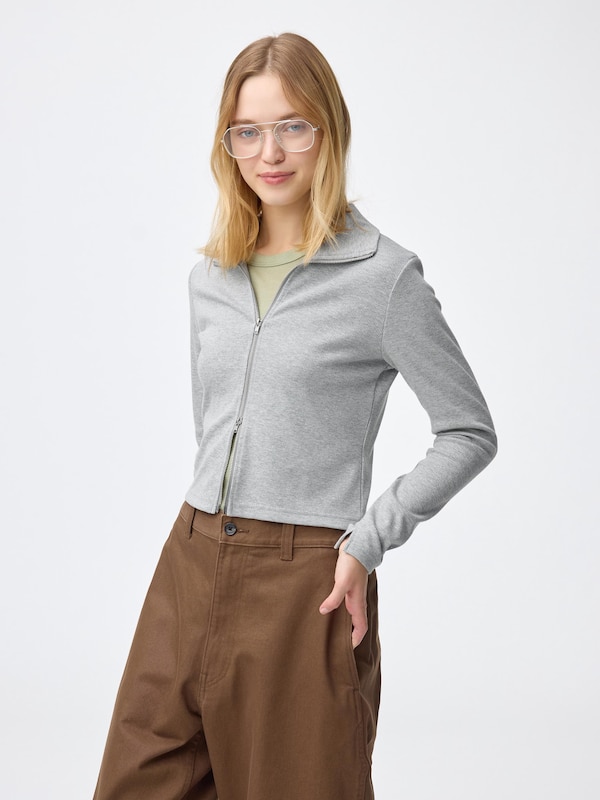 Ribbed Double-Zip Cardigan