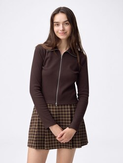 Ribbed Double-Zip Cardigan