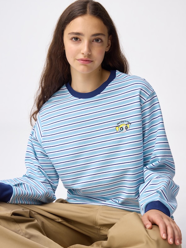 Light Weight Sweat Striped T-Shirt | Long | THE POWERPUFF GIRLS