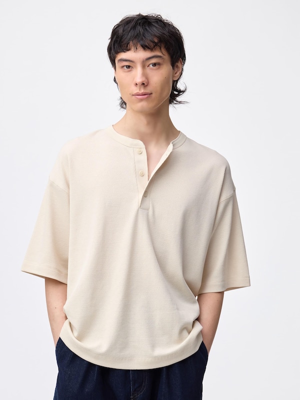 Boxy Henley Neck T-Shirt | HalfSlv