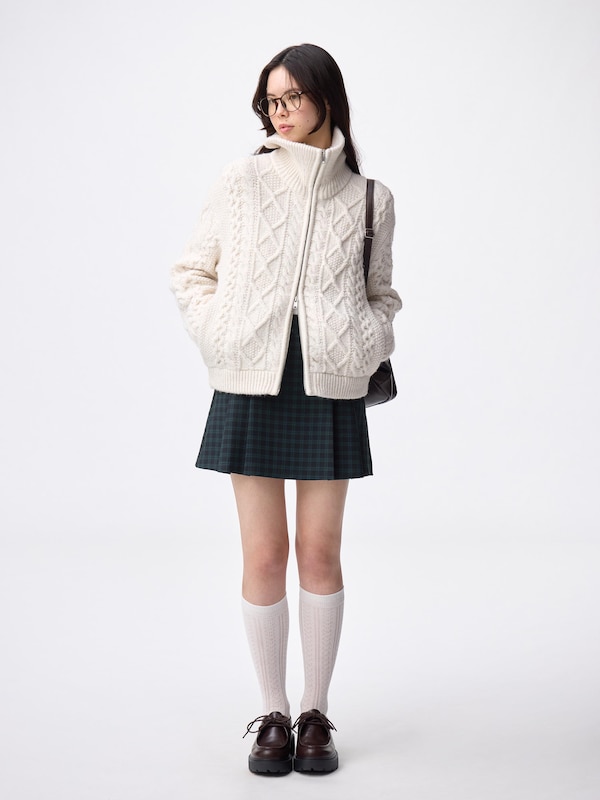 Side Pleated Checked Skort