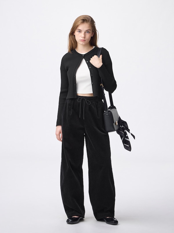 Corduroy Barrel Leg Relaxed Pants