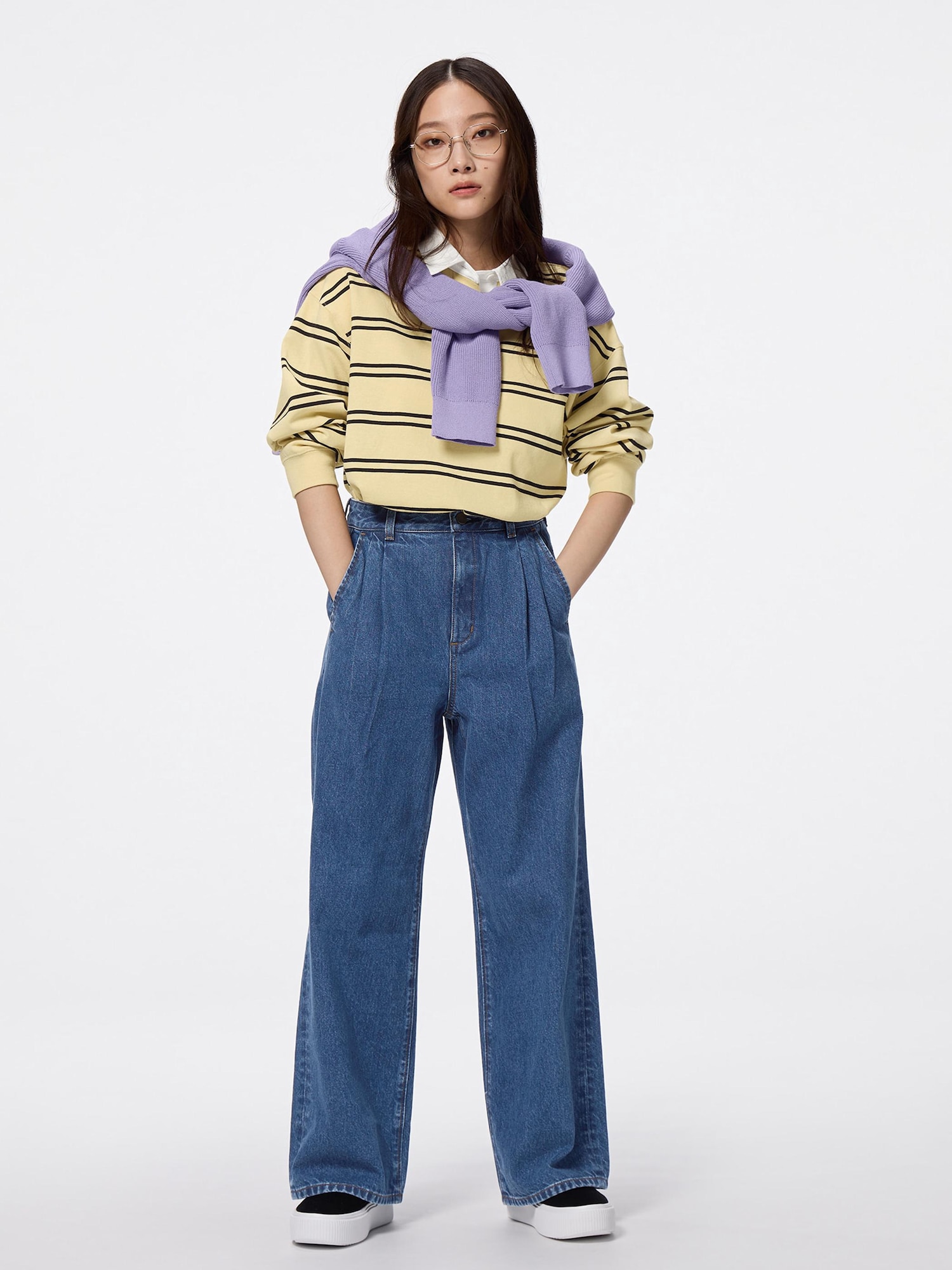 Denim Pleated Trousers | GU US