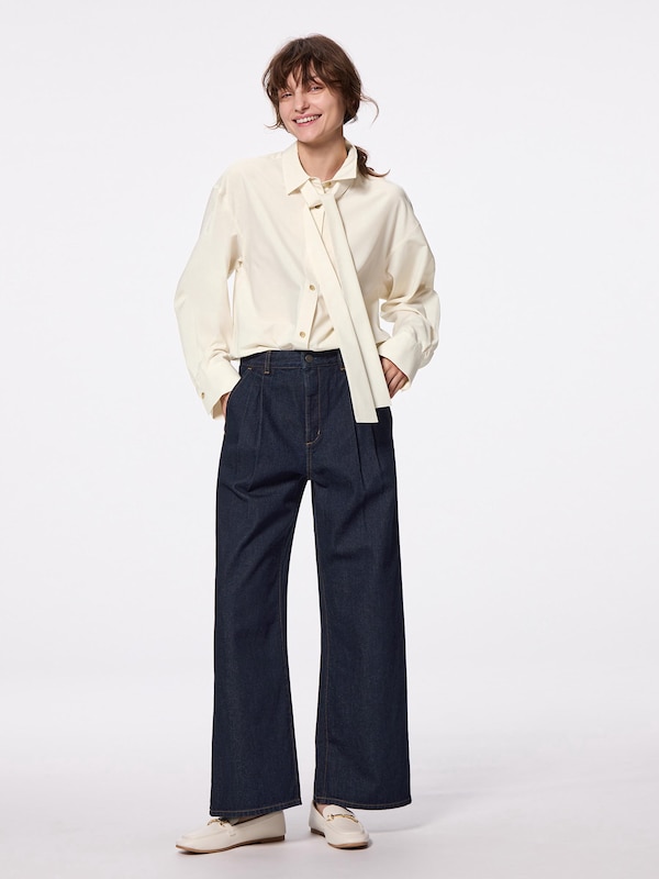 Denim Pleated Trousers