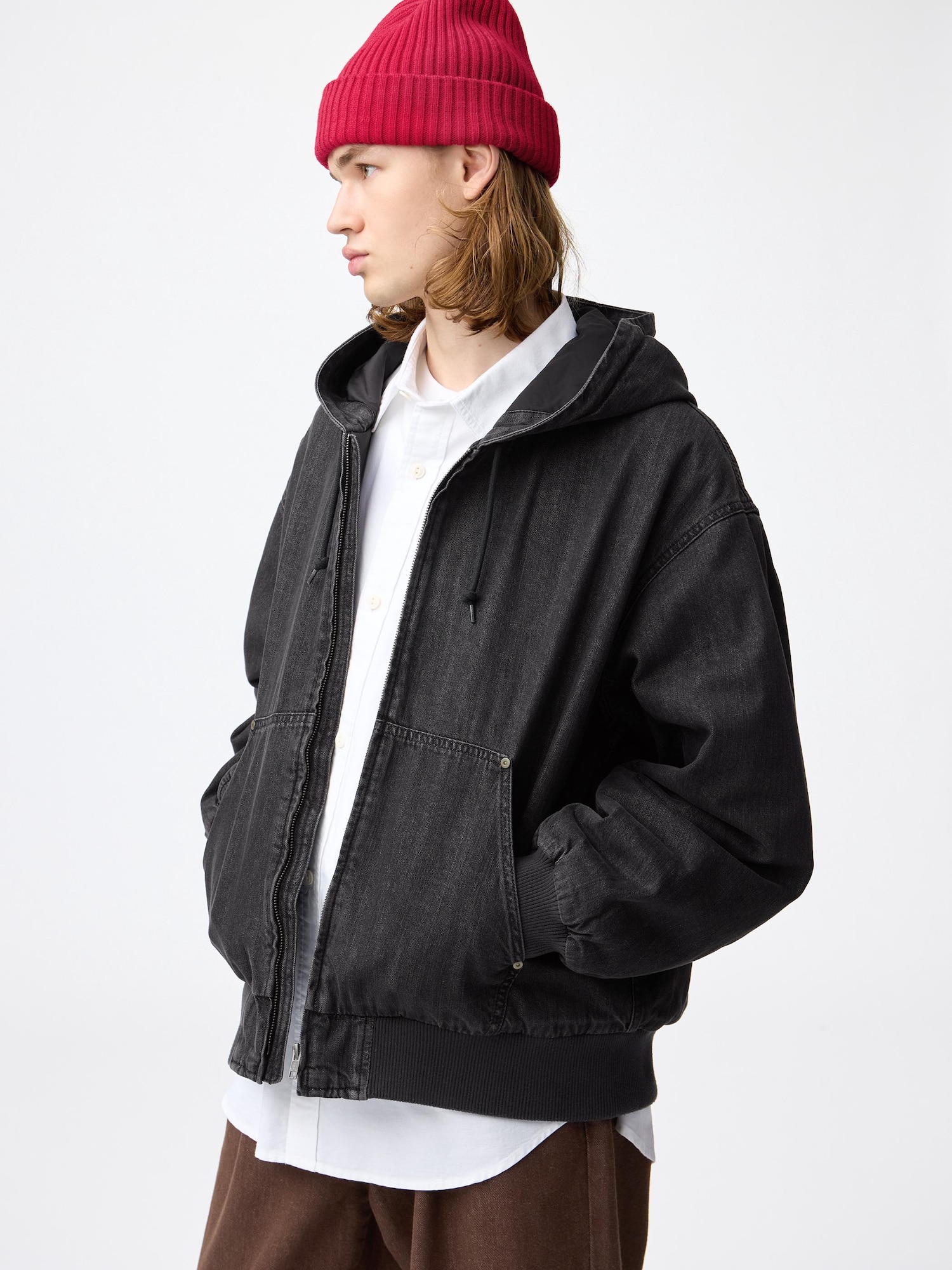 Denim Padded Zip Up Parka | GU US