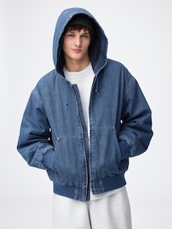 Denim Padded Zip Up Parka