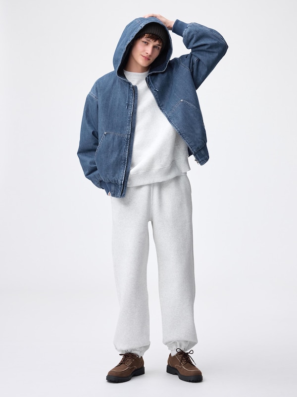 Denim Padded Zip Up Parka