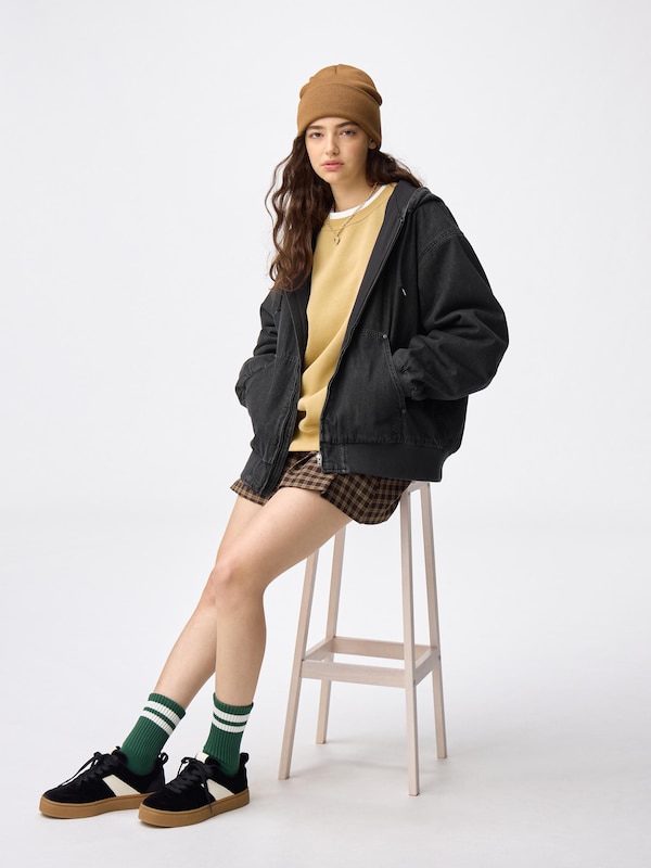 Denim Padded Zip Up Parka