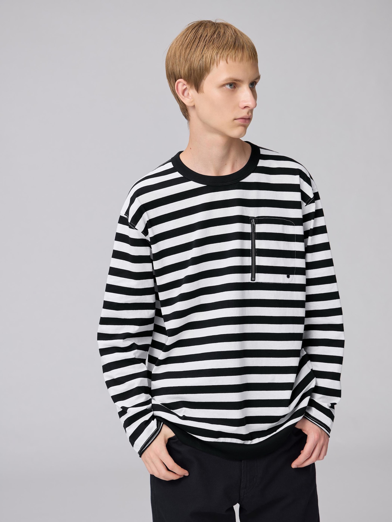 Zip Pocket Striped T-Shirt | Long | UNDERCOVER | GU US