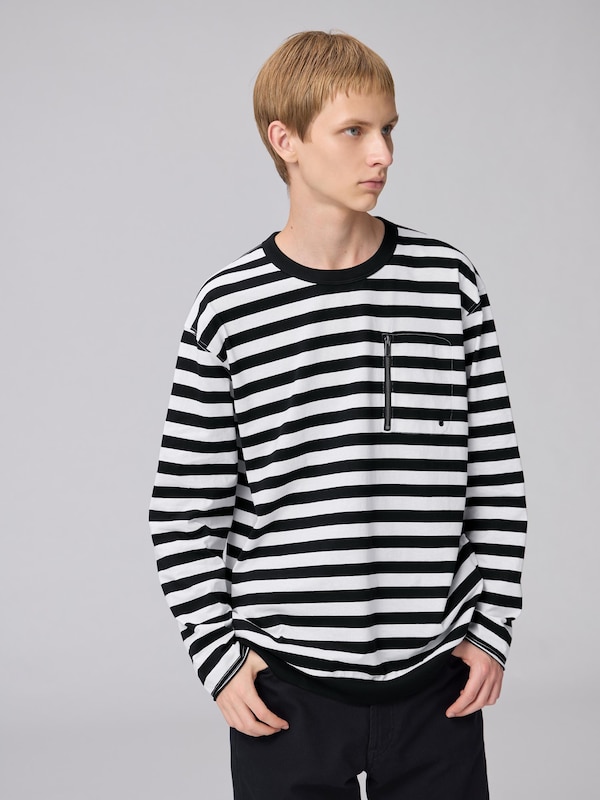 Zip Pocket Striped T-Shirt | Long | UNDERCOVER