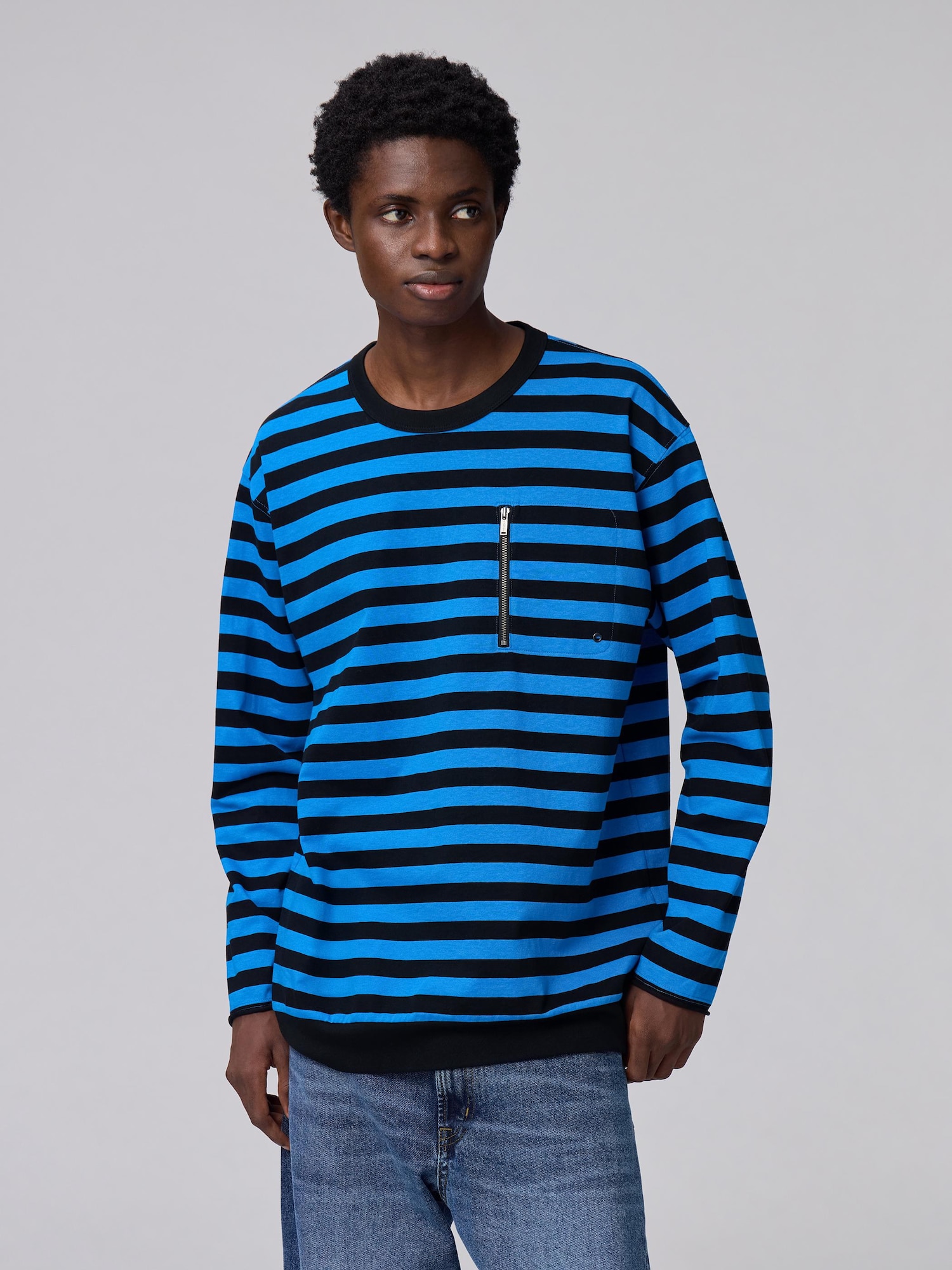 Unisex Zip Pocket Striped T-Shirt | Long | UNDERCOVER | GU US