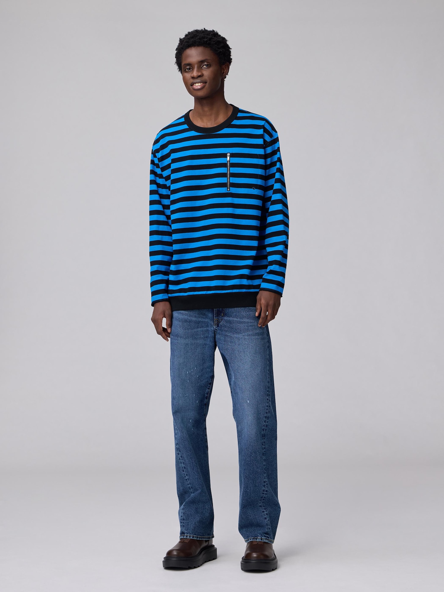 UNDERCOVER ヘビボーダーカットソー Unisex Zip Pocket Striped T-Shirt | Long | UNDERCOVER | GU US