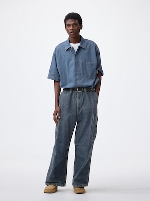 Denim Super Wide Cargo Pants