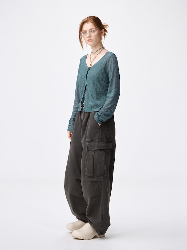 Denim Super Wide Cargo Pants