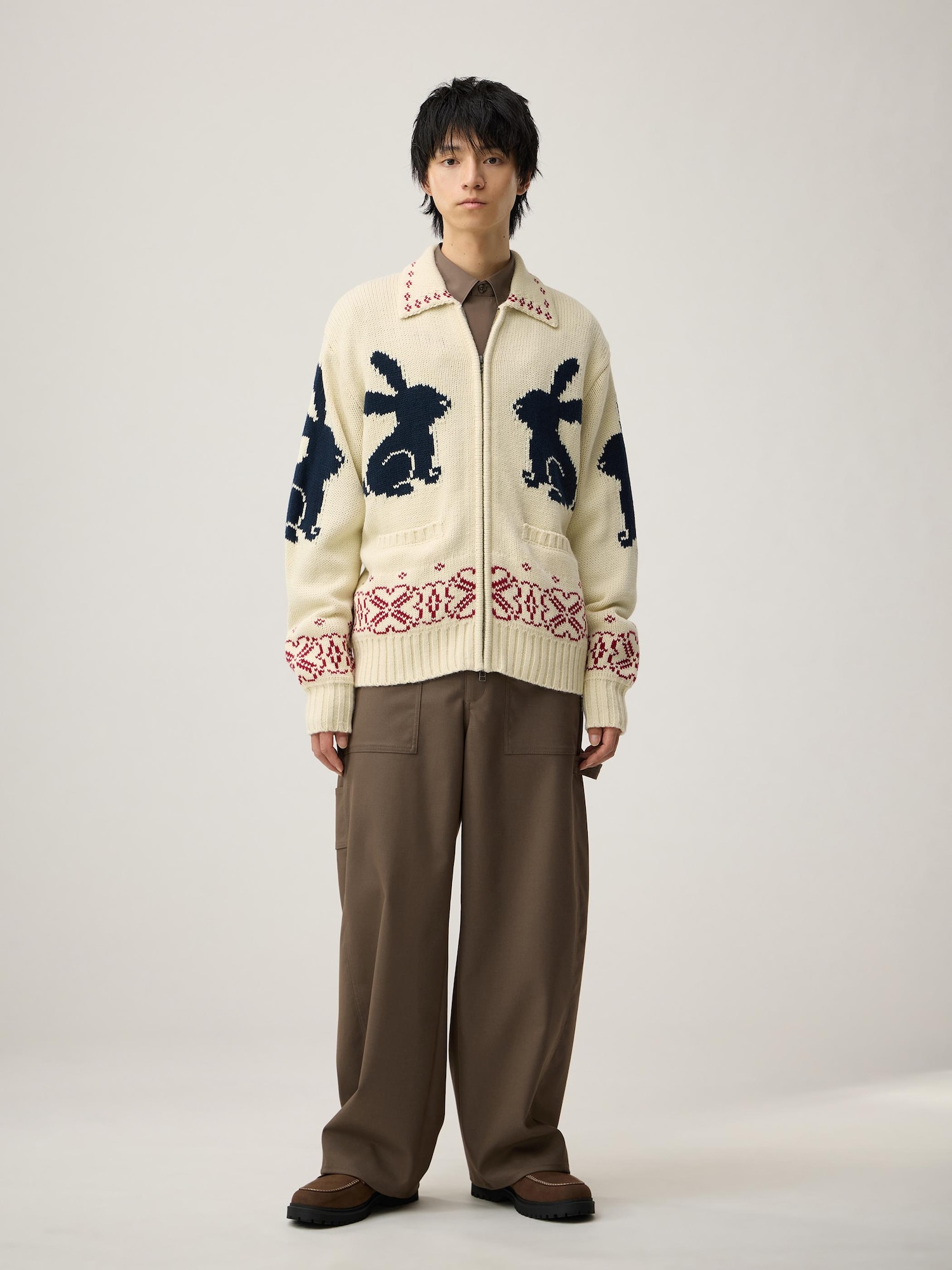 ジャケット・アウター RUG PATTERN KNIT JACKET Ameri Vintage / RUG PATTERN KNIT JACKET