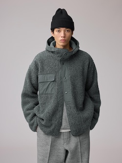 Faux Shearling Fleece Snap Hoodie | ENGINEERED GARMENTS