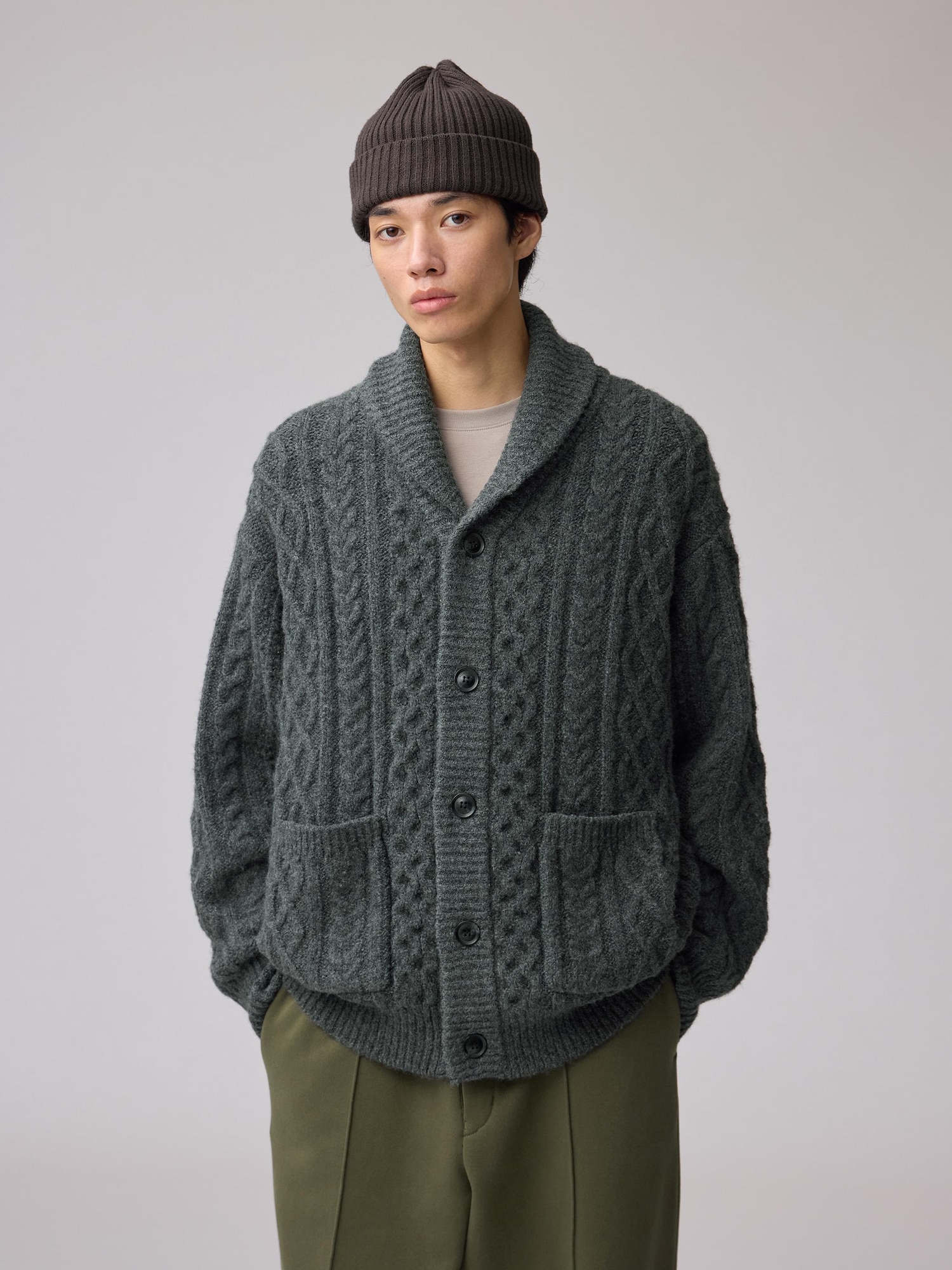 Cable Shawl Collar Cardigan | ENGINEERED GARMENTS | GU US