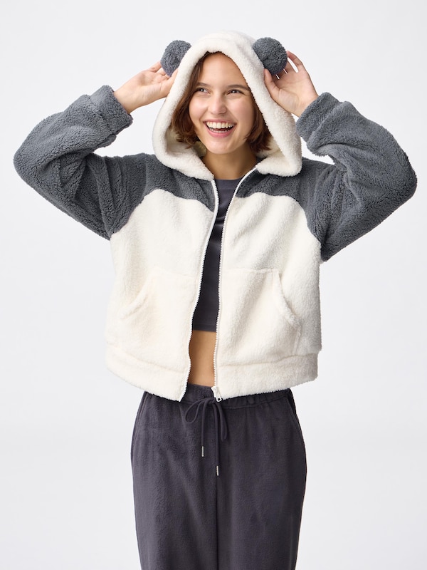 Marshmallow Feel Full-Zip Hoodie | Panda
