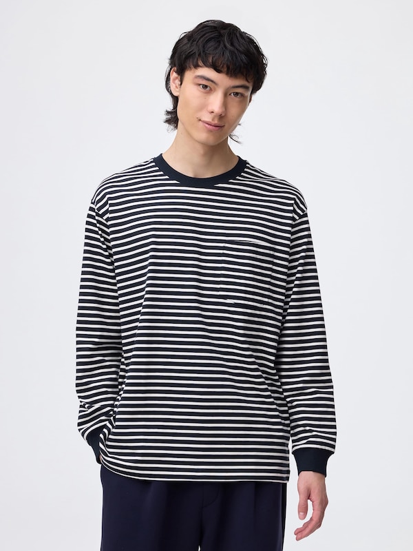Heavy Weight Crew Neck T-Shirt | Stripe | Long