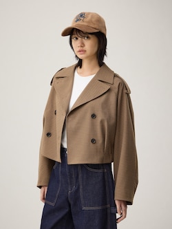 Short Trench Checked Coat | by rokh
