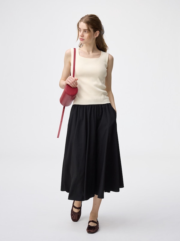 Ribbed Knitted Square Neck Tank Top