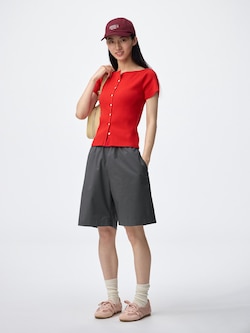 Cotton Blend Relaxed Knee Length Shorts