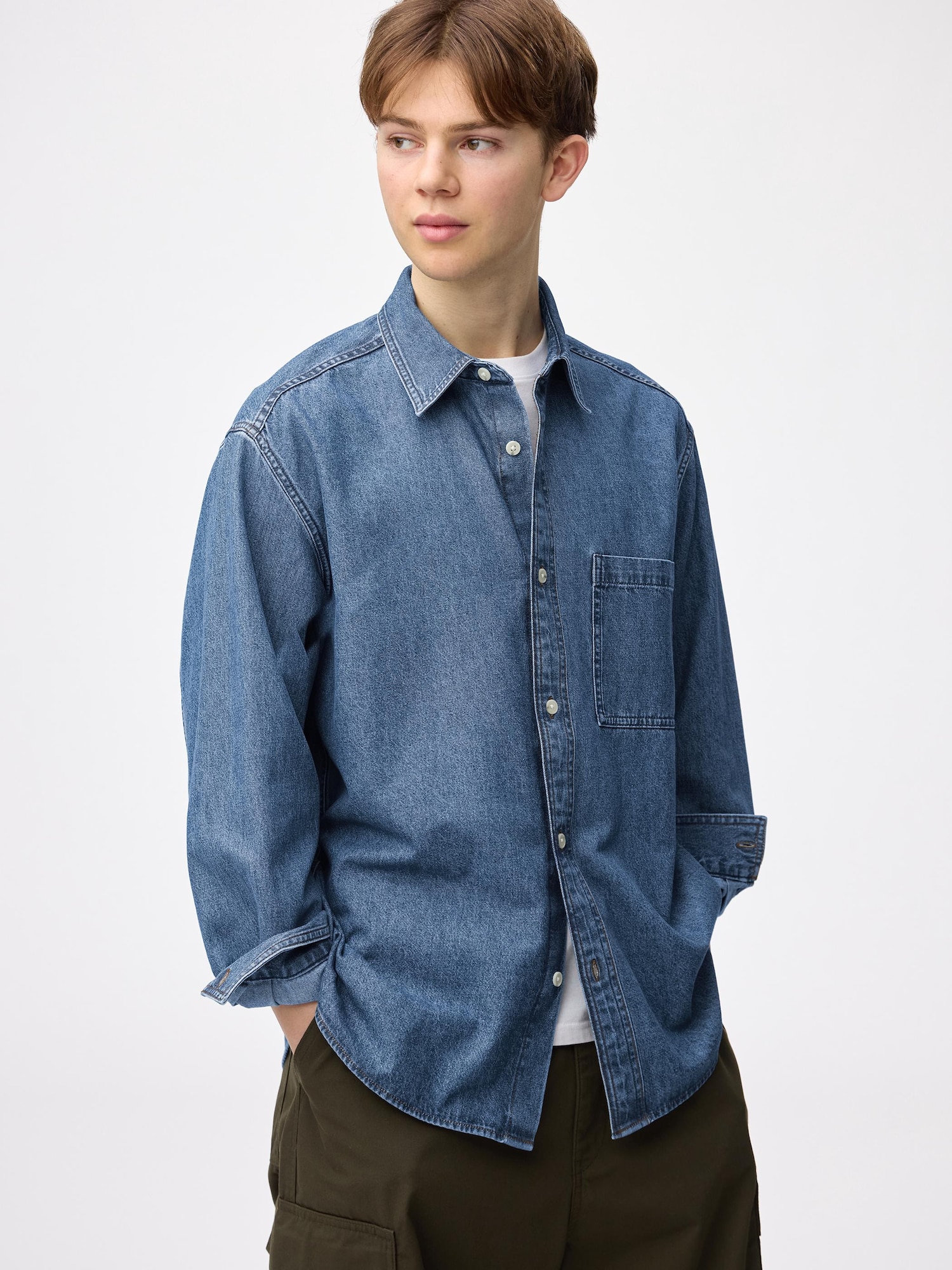 Unisex Denim Oversized Shirt | GU US