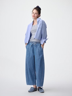 Light Denim Barrel Ankle Pants