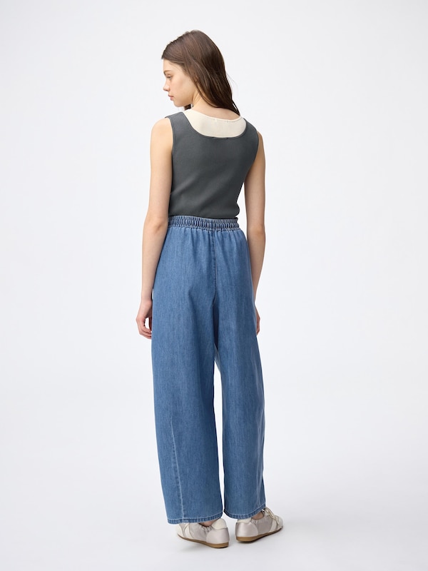 Light Denim Barrel Ankle Pants