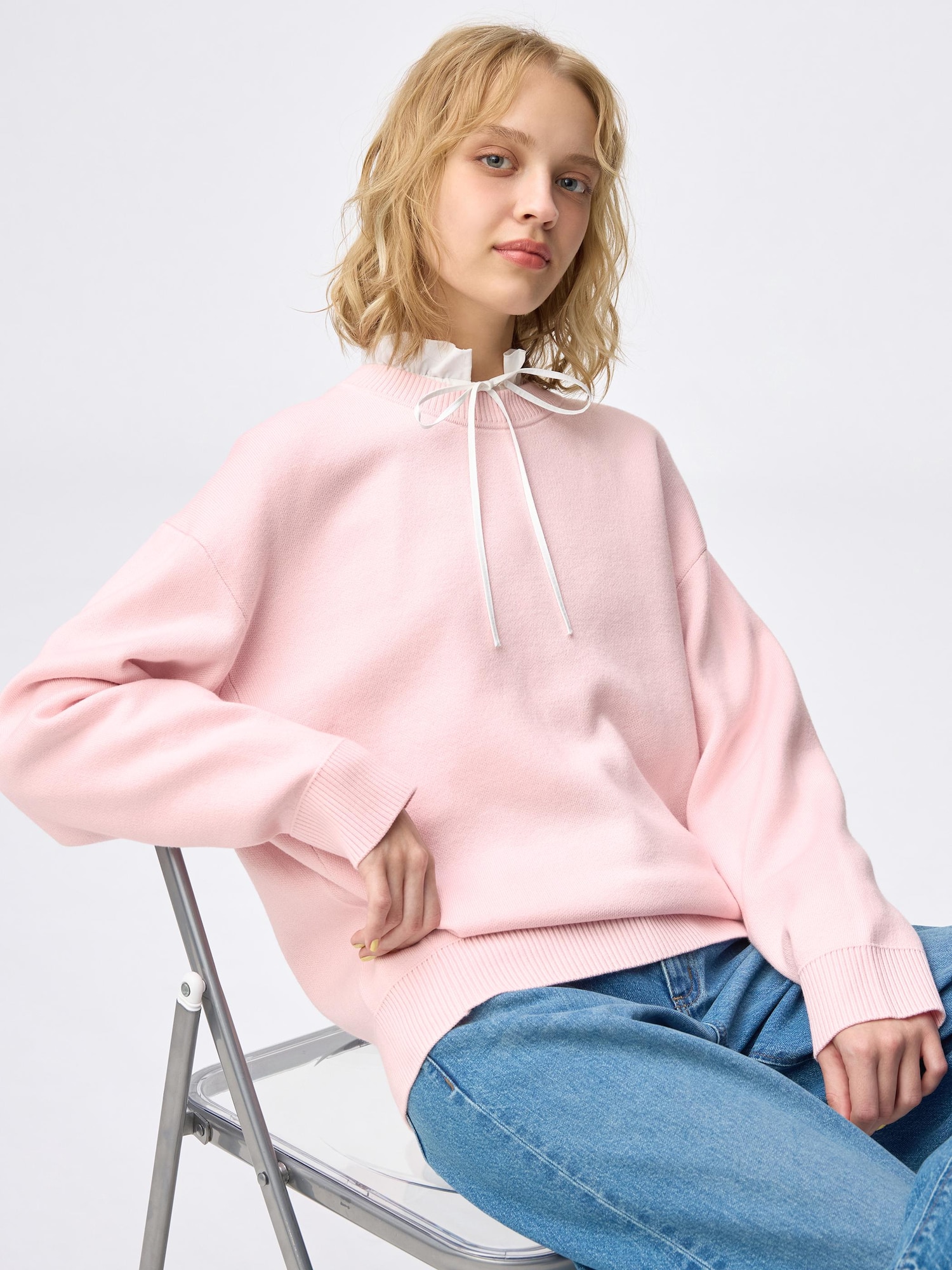 Sweat Look Knit Oversized Pullover | GU US