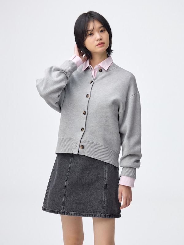 Sweat Look Knit Dolman Sleeve Cardigan
