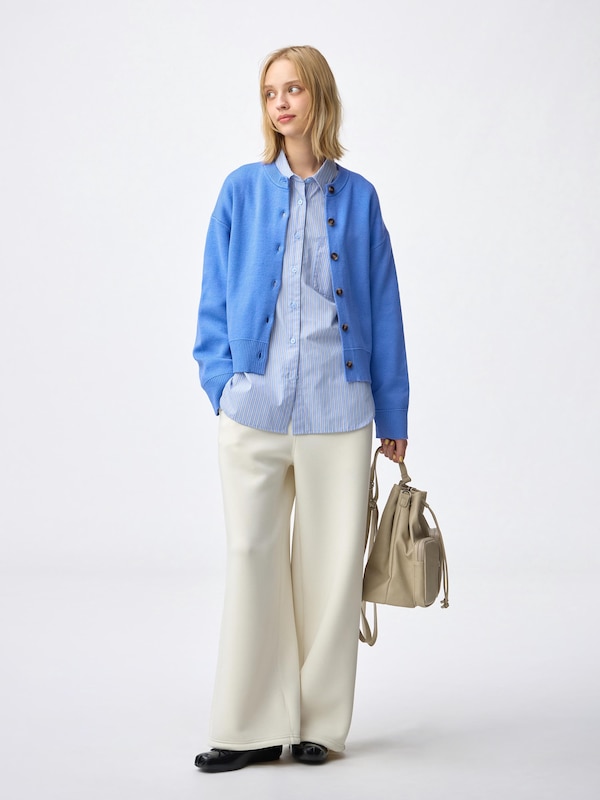 Sweat Look Knit Dolman Sleeve Cardigan