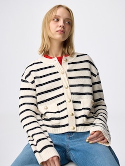 Tweedy Knitted Striped Cardigan