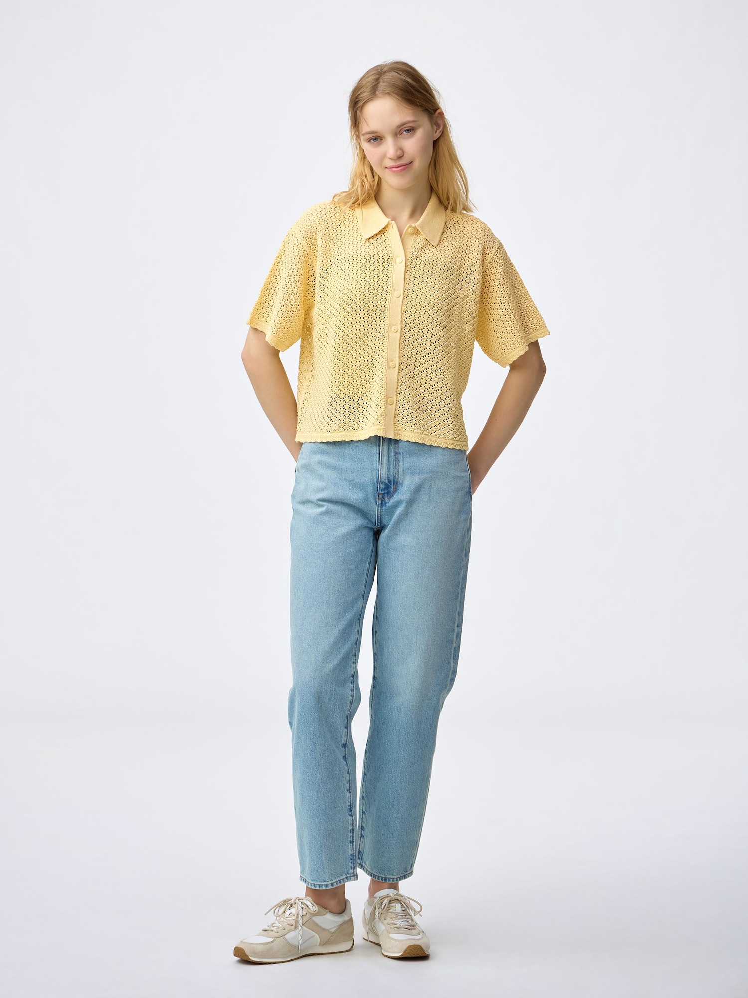 Lacy Stitch Knitted Shirt | HalfSlv | GU US