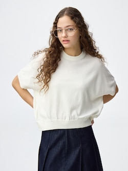 Washable Dolman Sleeve Knitted T-Shirt | Short