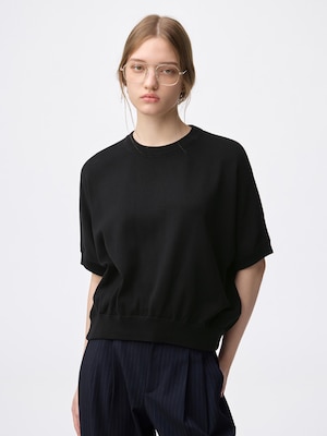 Washable Dolman Sleeve Knitted T-Shirt | Short