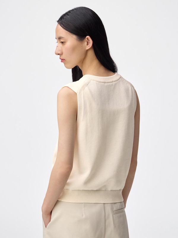 Front Button Knitted Pullover | Sleeveless