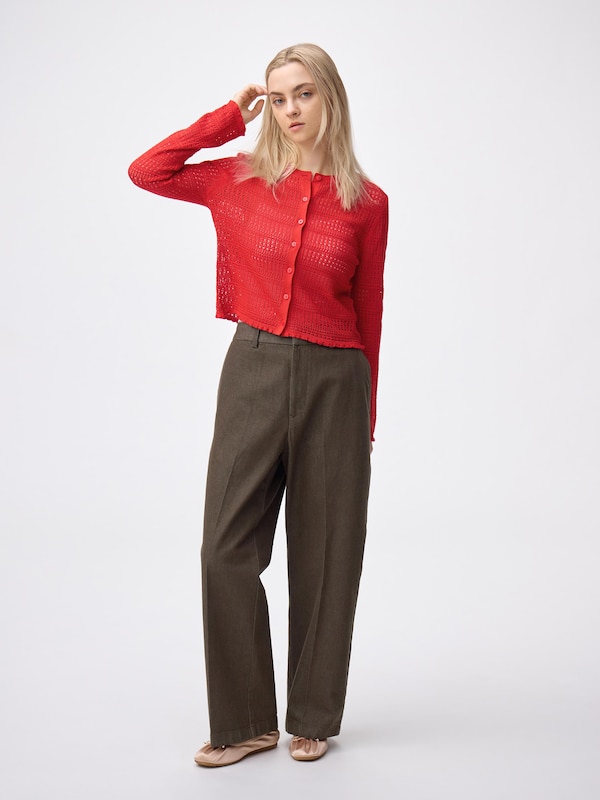 Twill Wide Straight Pants